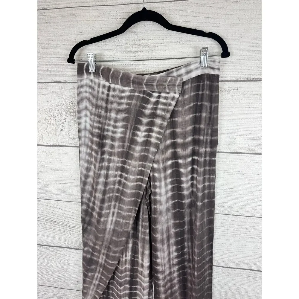 Zara Women's Tie Dye Wrap Linen Wide Leg Pants Size Medium